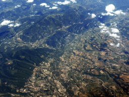 The Montagne de la Lance mountain and surroundings, viewed from the airplane from Amsterdam