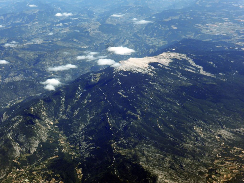 The Mont Ventoux mountain and surroundings, viewed from the airplane from Amsterdam