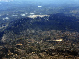 The Mont Ventoux mountain and the town of Bédoin, viewed from the airplane from Amsterdam