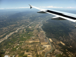 The Durance river and the canal de l`EDF, viewed from the airplane from Amsterdam