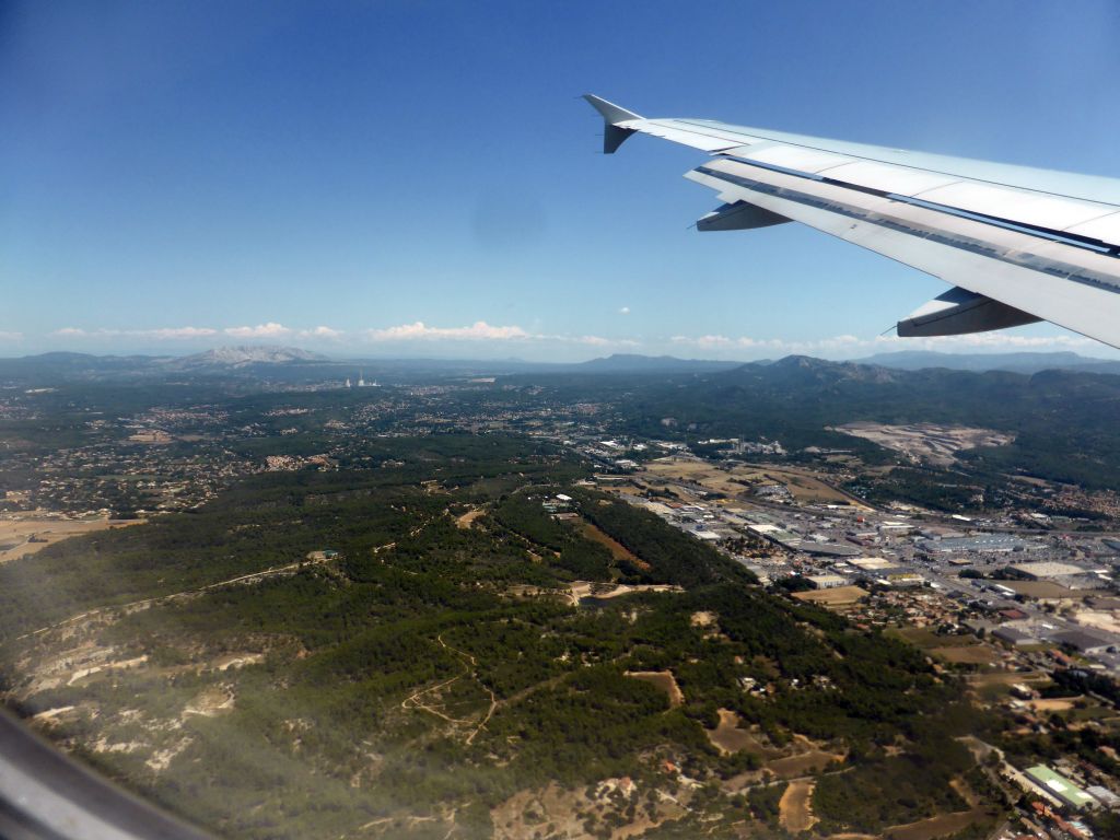 The Plan de Campagne shopping mall and surroundings, viewed from the airplane from Amsterdam