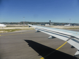 Runway of Marseille Provence Airport, viewed from the airplane from Amsterdam