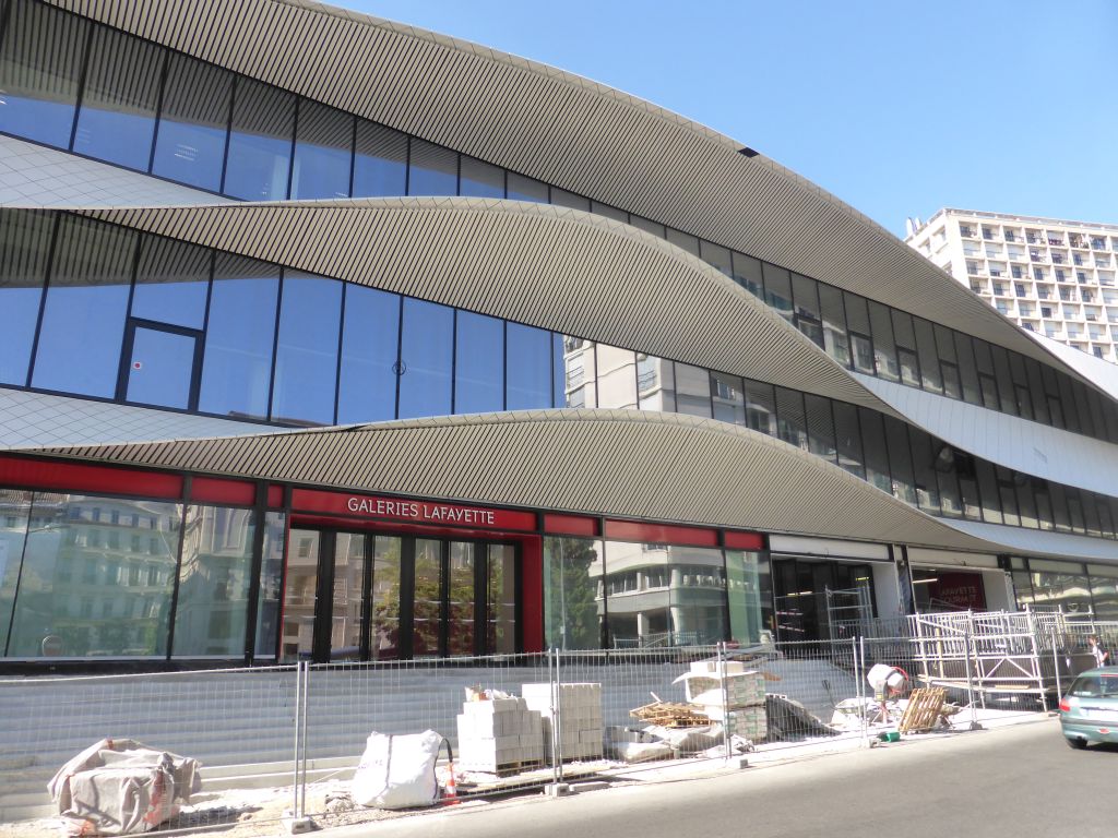 South side of the Galeries Lafayette Marseille shopping mall at the Rue de Bir Hakeim street