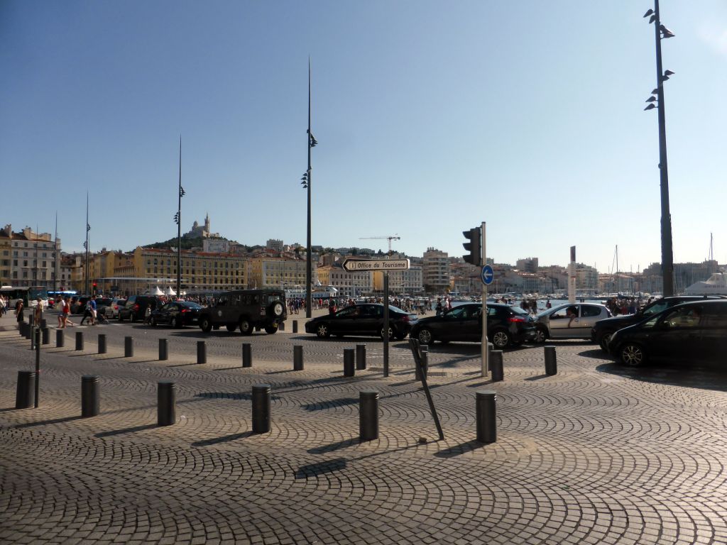 The Quai des Belges street, the Old Port and the Notre-Dame de la Garde basilica