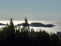 The Pomègues and Ratonneau islands and the Château d`If castle, viewed from the staircase to the Notre-Dame de la Garde basilica