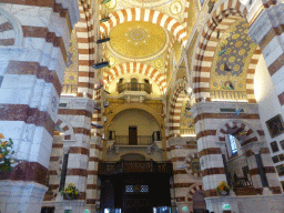 Nave and balconies above the entrance door at the Notre-Dame de la Garde basilica