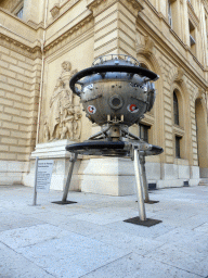 Experimental diving bell at the front right side of the Palais de la Bourse building at the crossing of the La Canebière street and the Rue Albert 1er street