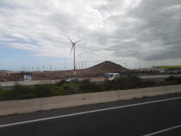 The Arinaga Mountain, viewed from the shuttle bus from the Gran Canaria Airport on the GC-1 road