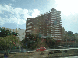 The Hotel Corona Roja, viewed from the shuttle bus from the Gran Canaria Airport on the GC-500 road