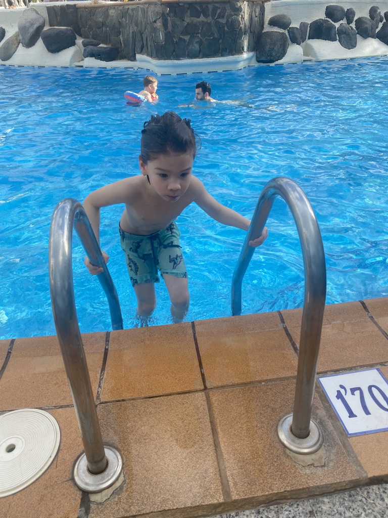 Max at the east swimming pool at the Abora Buenaventura by Lopesan hotel