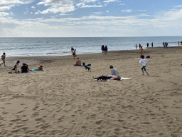 Max following a dog at the Playa del Inglés beach