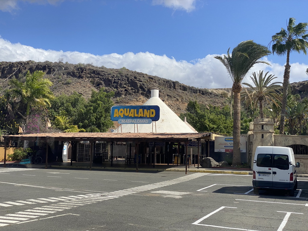 Entrance to the Aqualand Maspalomas water park, viewed from the bus to the Palmitos Park on the GC-503 road