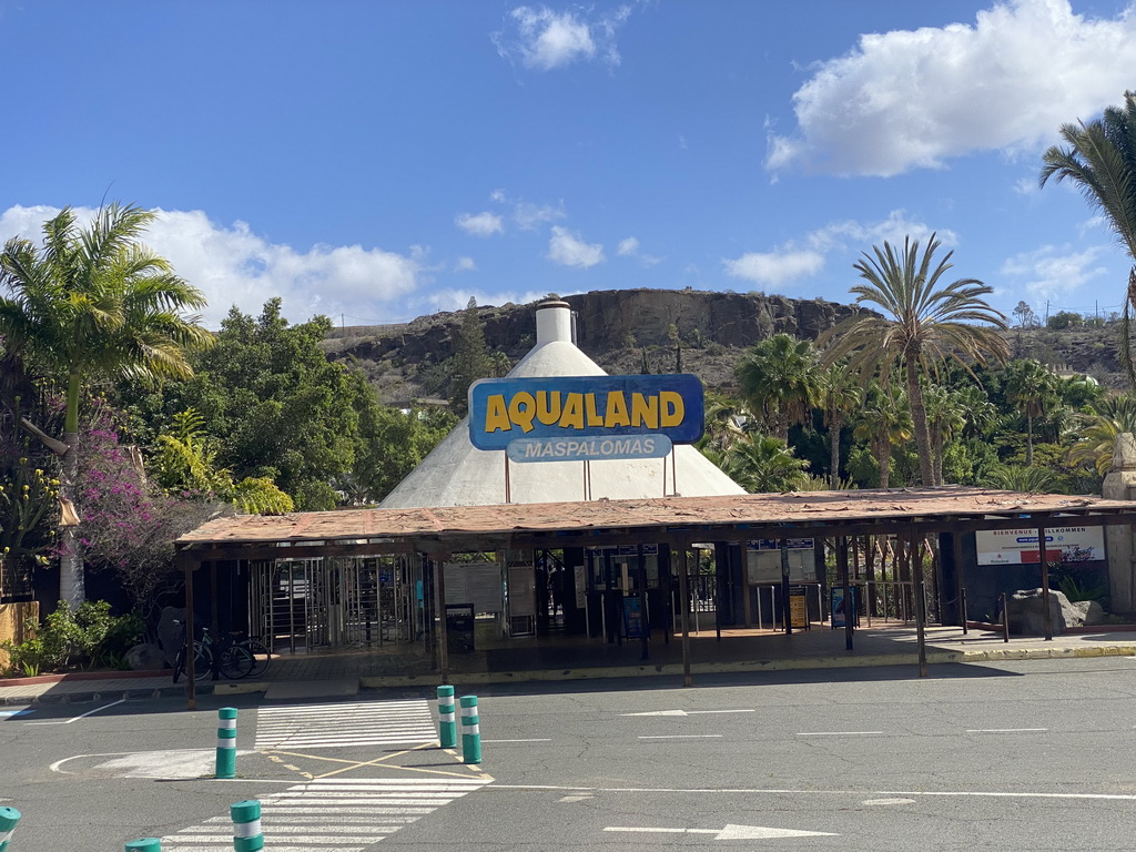 Entrance to the Aqualand Maspalomas water park, viewed from the bus to the Palmitos Park on the GC-503 road