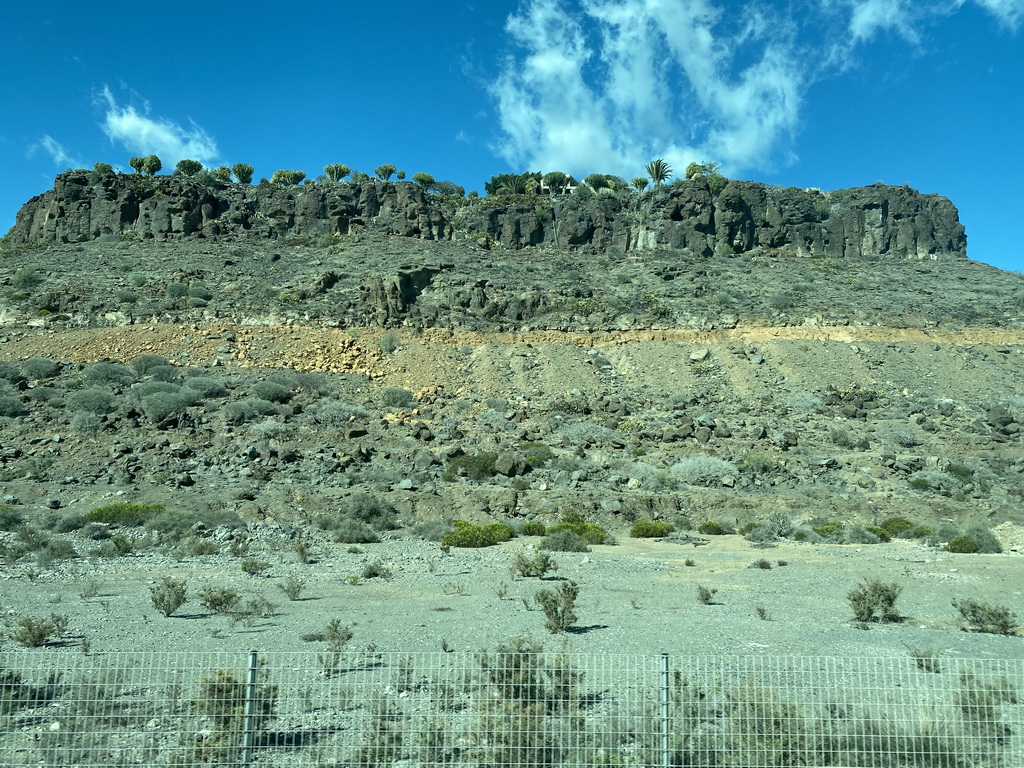 Hills at the north side of the GC-503 road, viewed from the bus from the Palmitos Park