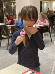 Max having ice cream at the restaurant of the Abora Buenaventura by Lopesan hotel