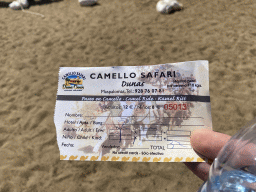 Our ticket for the Camel Safari