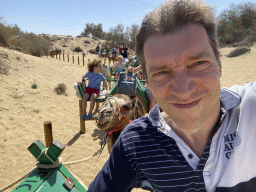 Tim on his Dromedary at the Maspalomas Dunes, during the Camel Safari