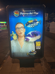 Commercial poster at the Avenida de Tenerife street, by night
