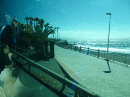 Promenade at the Playa del Águila beach, viewed from the bus to Las Palmas at the GC-500 road