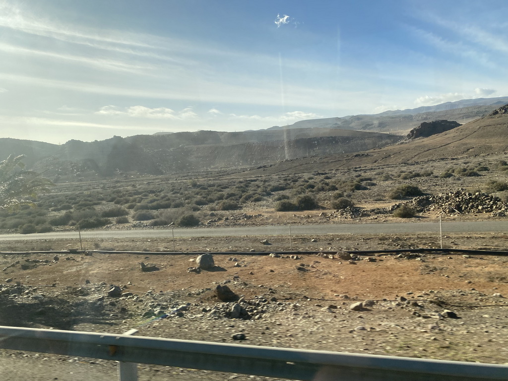 The Barranco de la Grea ravine, viewed from the bus from Las Palmas at the GC-500 road