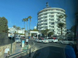 Front of the Servatur Waikiki hotel at the Avenida de Gran Canaria street, viewed from the tour bus to Puerto Rico