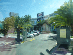 Front of the Hotel Riu Gran Canaria at the Calle Mar Mediterráneo street, viewed from the tour bus from Puerto Rico