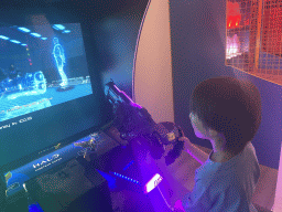 Max playing `Halo: Fireteam Raven` at the gaming room at the Abora Buenaventura by Lopesan hotel