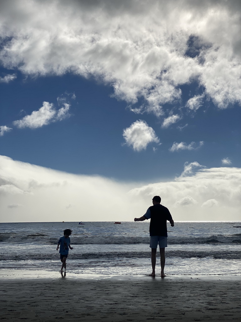 Tim and Max at the Playa del Inglés beach