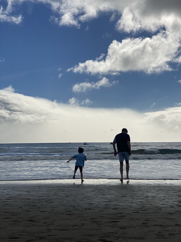 Tim and Max at the Playa del Inglés beach