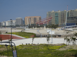 The Praia Internacional beach, the Praia de Matosinhos beach and the `She Changes` sculpture, viewed from the C Cubo Ice Cream Point