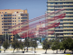 The `She Changes` sculpture at the Praça da Cidade do Salvador square, viewed from the C Cubo Ice Cream Point