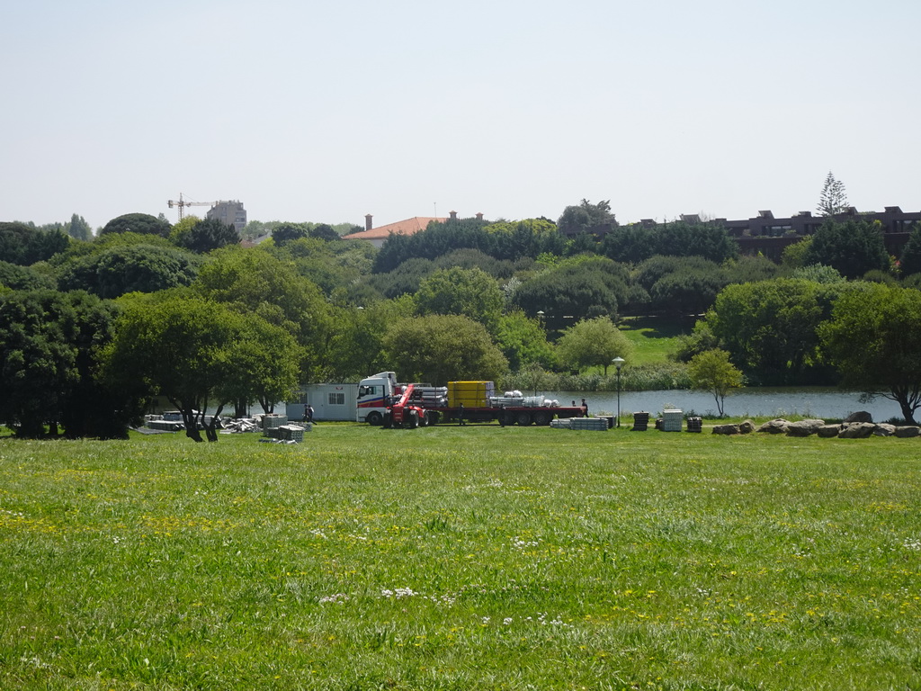 Truck in front of the Lago III Lake at the Parque da Cidade do Porto park