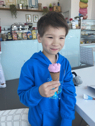 Max with an ice cream at the C Cubo Ice Cream Point