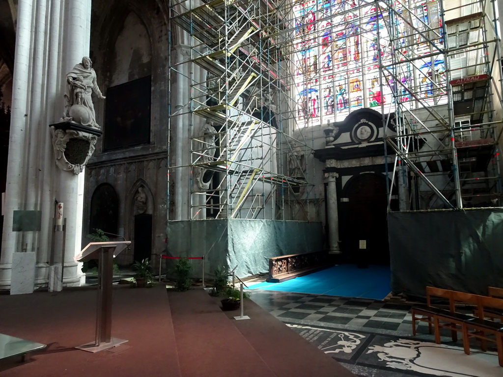 South transept of St. Rumbold`s Cathedral, under renovation