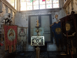 Altar and banners at the south side of the ambulatory of St. Rumbold`s Cathedral
