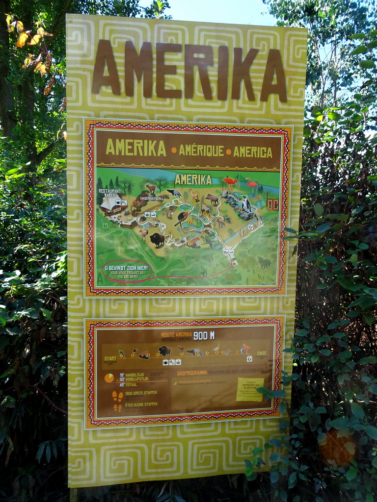 Map and information on the America section of ZOO Planckendael