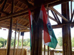 Indian flags at the Indian travel bureau at the Asia section of ZOO Planckendael