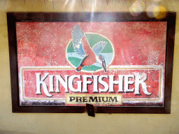 Kingfisher poster on a wall at the Indian village Kerala at the Asia section of ZOO Planckendael
