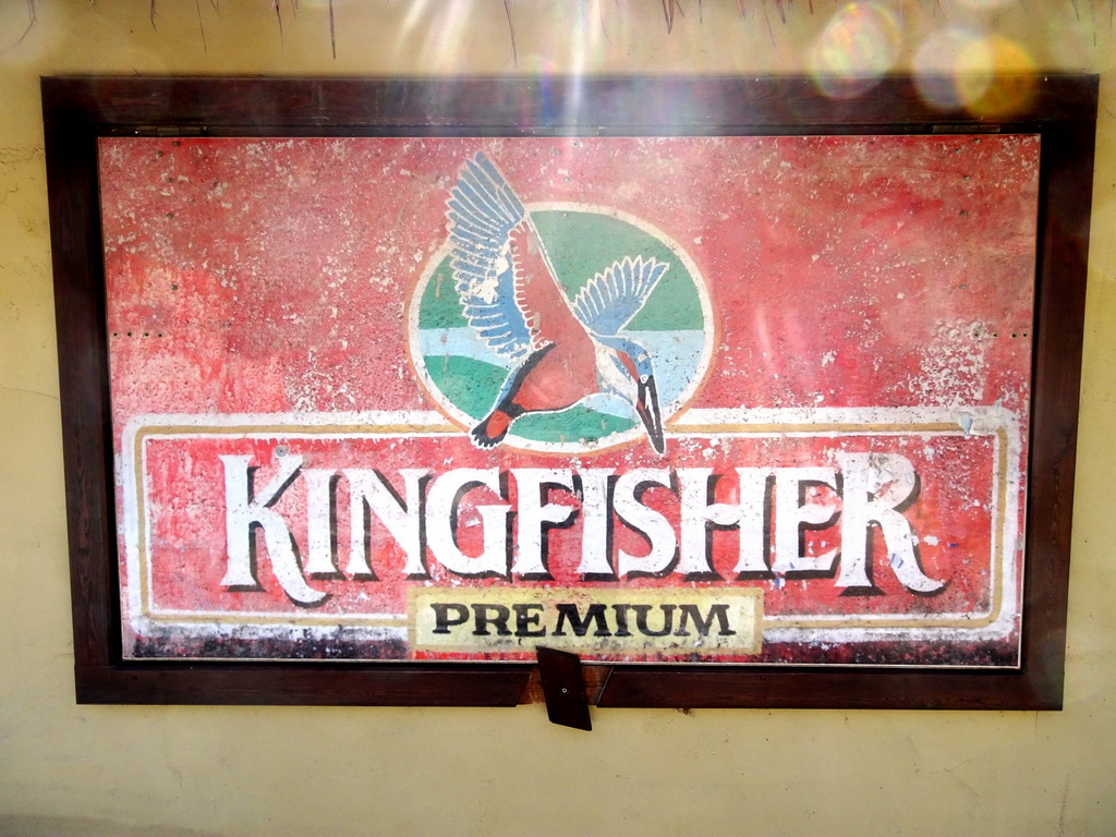 Kingfisher poster on a wall at the Indian village Kerala at the Asia section of ZOO Planckendael