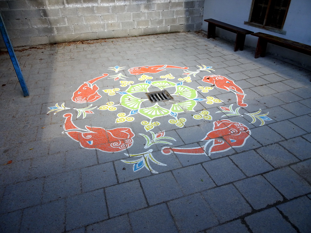 Kolam sand drawing at the Indian village Kerala at the Asia section of ZOO Planckendael