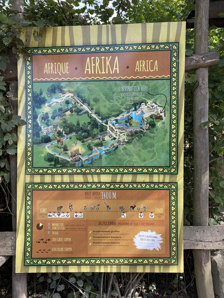 Map and information on the Africa section of ZOO Planckendael