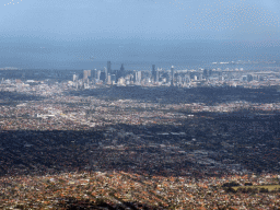 The north side of the city, skyscrapers in the city center and the coastline, viewed from the airplane from Sydney