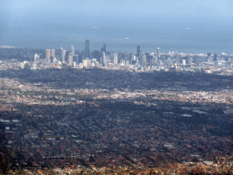 The north side of the city, skyscrapers in the city center and the coastline, viewed from the airplane from Sydney