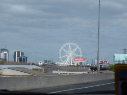 The Melbourne Star Observation Wheel at Waterfront City, viewed from the taxi from the airport to the city center