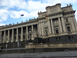 Front of the Victoria Parliament House at Spring Street, viewed from the City Circle Tram