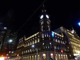 The former General Post Office at the crossing of Bourke Street and Elizabeth Street, and the Melbourne Central Tower, by night