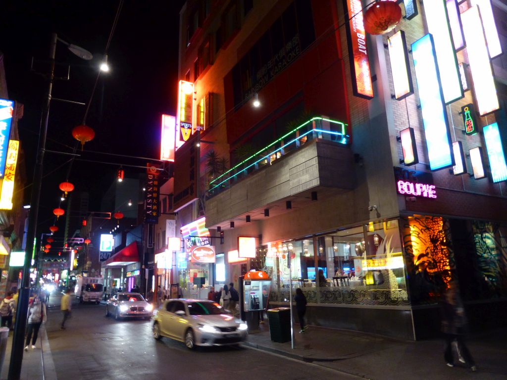 Chinese restaurants at Little Bourke Street, by night