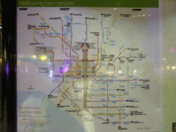 Map of the Melbourne Tram Network, by night