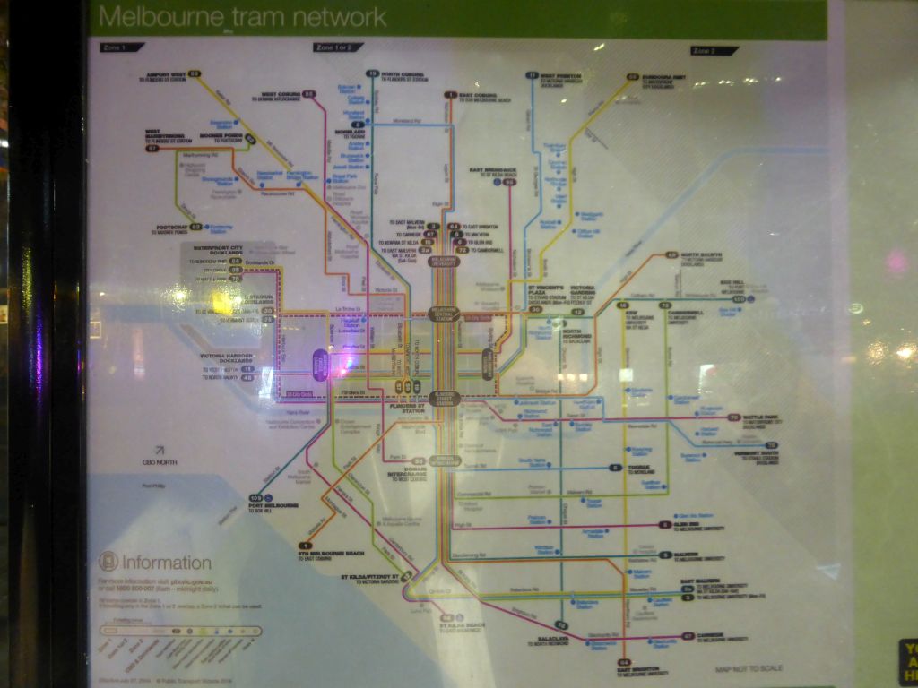 Map of the Melbourne Tram Network, by night