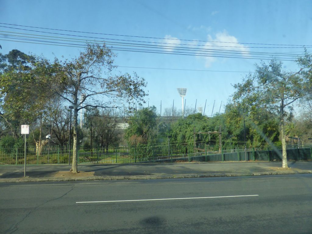 Wellington Parade and the Melbourne Cricket Ground, viewed from the tram from the city center to the Richmond neighbourhood
